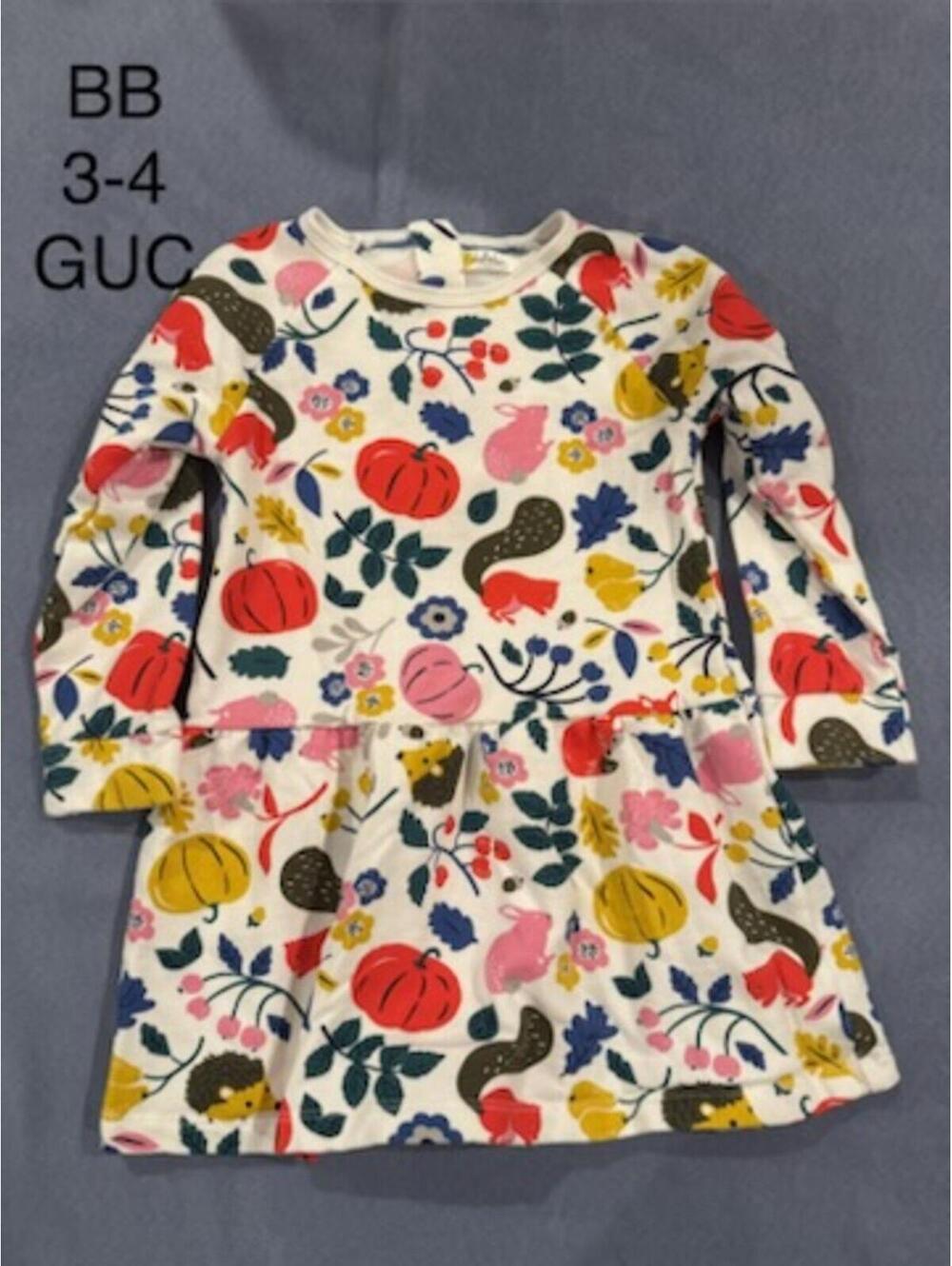 Baby Boden Girls' 3-4 Years Long Sleeve Floral Dress